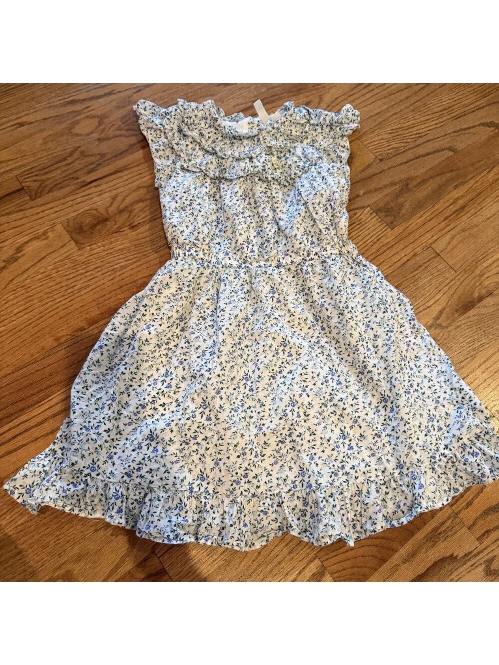JANIE AND JACK GIRLS BLUE WHITE FLORAL DRESS SIZE 8